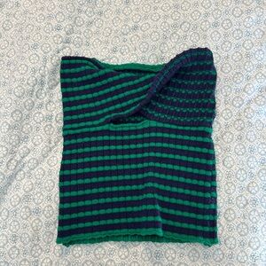 Green and blue knit tube top